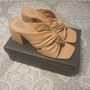 SOLD Vince Camuto Leather Block Heel Slides